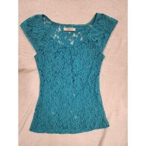 Romy Turquoise Lace Top Cap-Sleeve Tunic Women's M